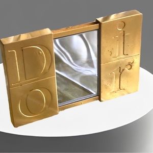 Christian Dior Paris Vtg Gold Tone Metal Mirror